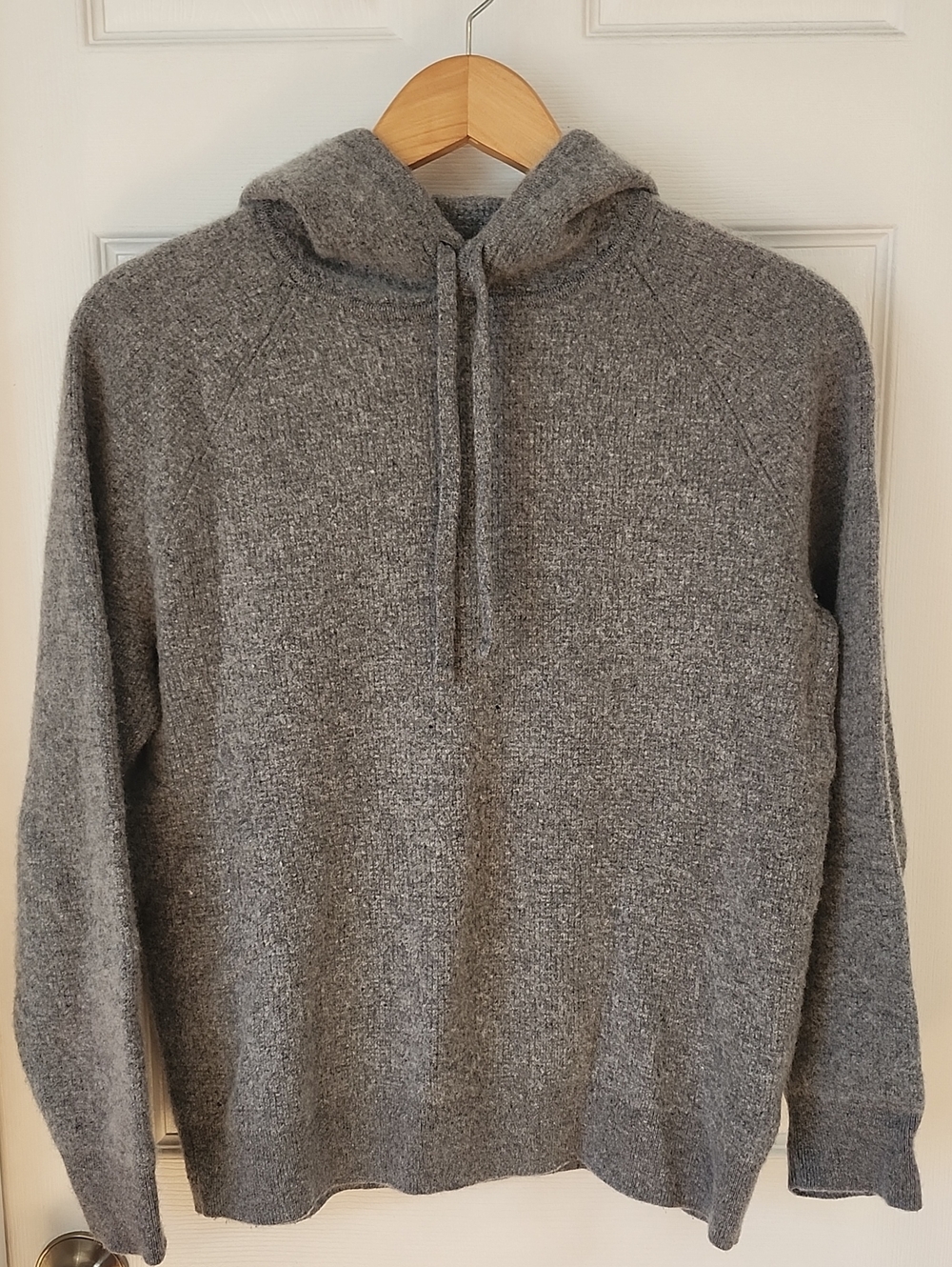 J. Crew Heather Gray 100% Cashmere Hooded Knit Pullover